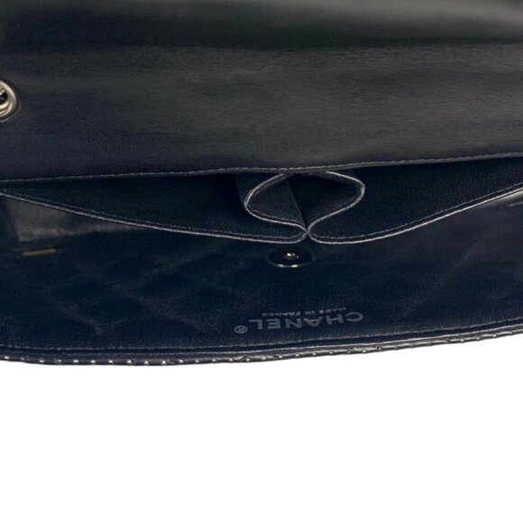 Chanel East West Classic Shoulder Flap Bag Black Quilted Perforated Leather - Picture 15 of 16